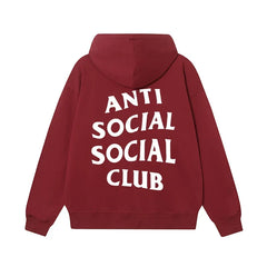 Anti Social Social Club Classic Logo Hoodie - Burgundy/White