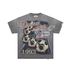 DUAA 1993 Distressed Dark‑Grey Short‑Sleeve T‑Shirt