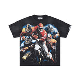 DUAA Football Player Graphic Black Short‑Sleeve T‑Shirt