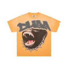 DUAA Yellow Panther Graphic Short‑Sleeve T‑Shirt