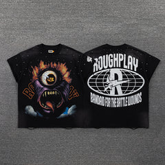 Roughplay Monster Eye Graphic Double‑Sided Print Short Sleeve T‑Shirt