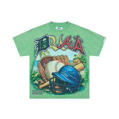 DUAA Green Baseball Graphic Short‑Sleeve T‑Shirt