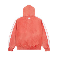 Roughplay Red Graphic Zip‑Up Hoodie
