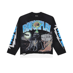 Roughplay Skeleton Graphic Raglan Long Sleeve T‑Shirt