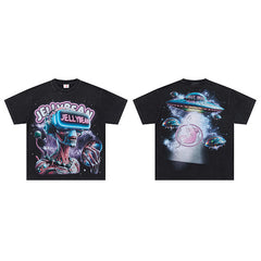Jellybean Alien UFO Graphic Short‑Sleeve T‑Shirt