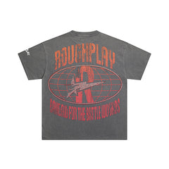 Roughplay Retro Hip‑Hop Lady Graphic Short Sleeve T‑Shirt