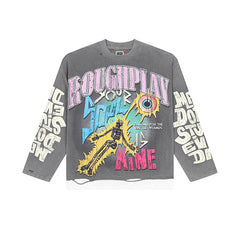 Roughplay Gun Graphic Raglan Long Sleeve T‑Shirt