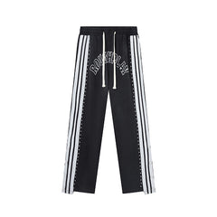Roughplay Black Side‑Stripe Flare Sweatpants