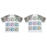 DUAA Multicolor 3D Letter White Short‑Sleeve T‑Shirt
