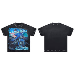 DUAA Motorcycle Graphic Black T‑Shirt