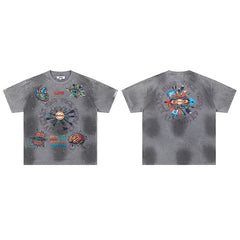 DUAA Tie‑Dye Graphic Grey Short‑Sleeve T‑Shirt