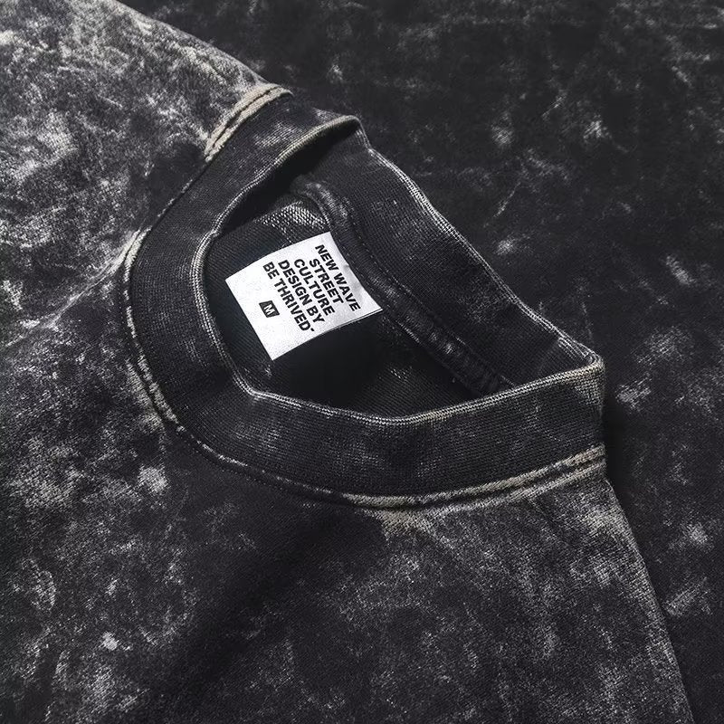 Black Acid Wash Oversized Cotton T-Shirt