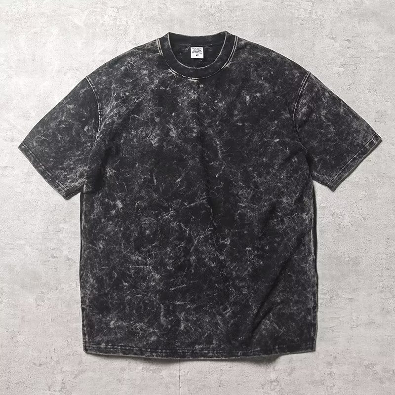 Black Acid Wash Oversized Cotton T-Shirt