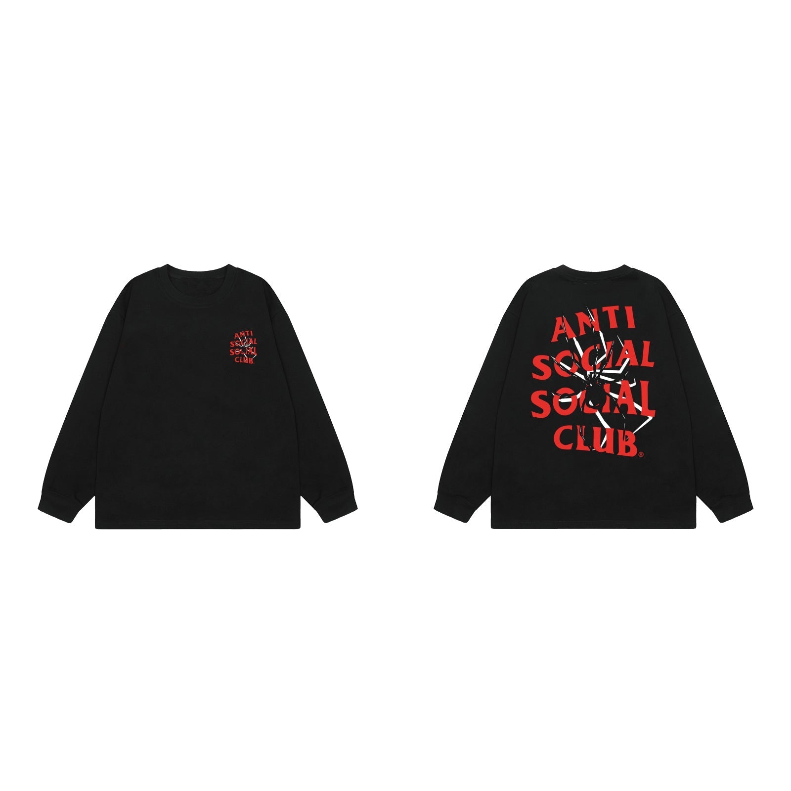 Anti Social Social Club Spider Red Logo Long Sleeve T-Shirt - Black