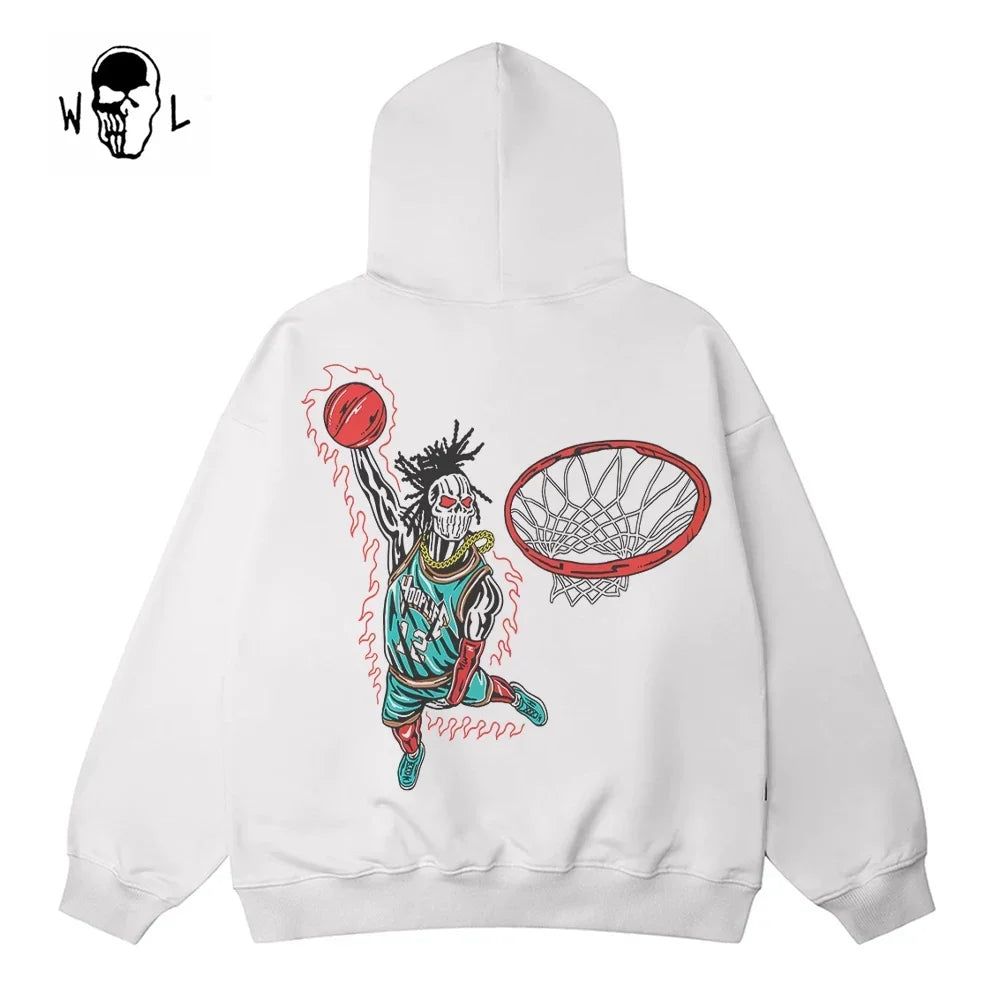 Warren Lotas Flame Dunk Skull Hoodie - White