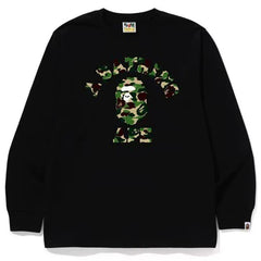 BAPE Style Arch Logo Camo Ape Head Long-Sleeve Tee - Black/Green
