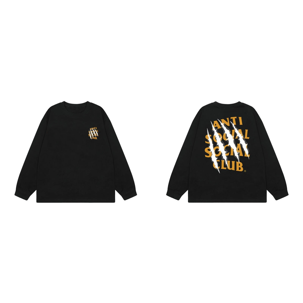 Anti Social Social Club Claw Mark Long Sleeve T-Shirt - Black/Yellow