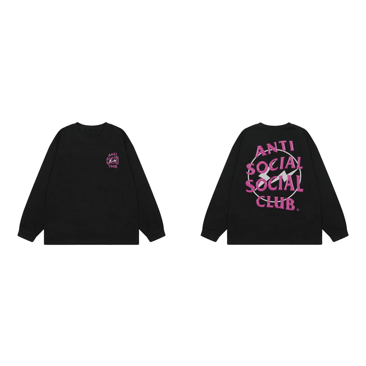 Anti Social Social Club Pink Circle Logo Long Sleeve T-Shirt - Black