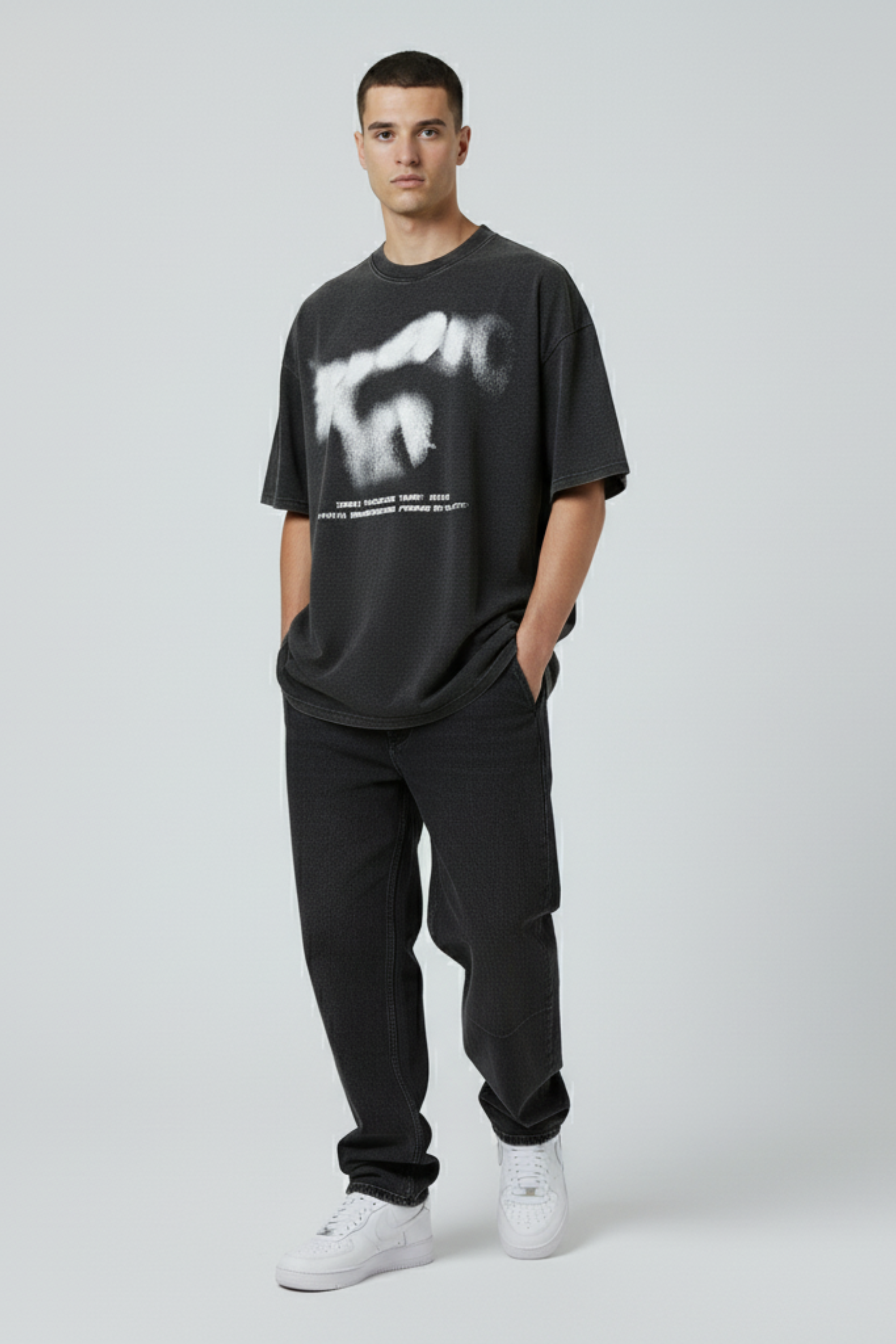 Black Abstract Graphic Oversized Streetwear T-Shirt