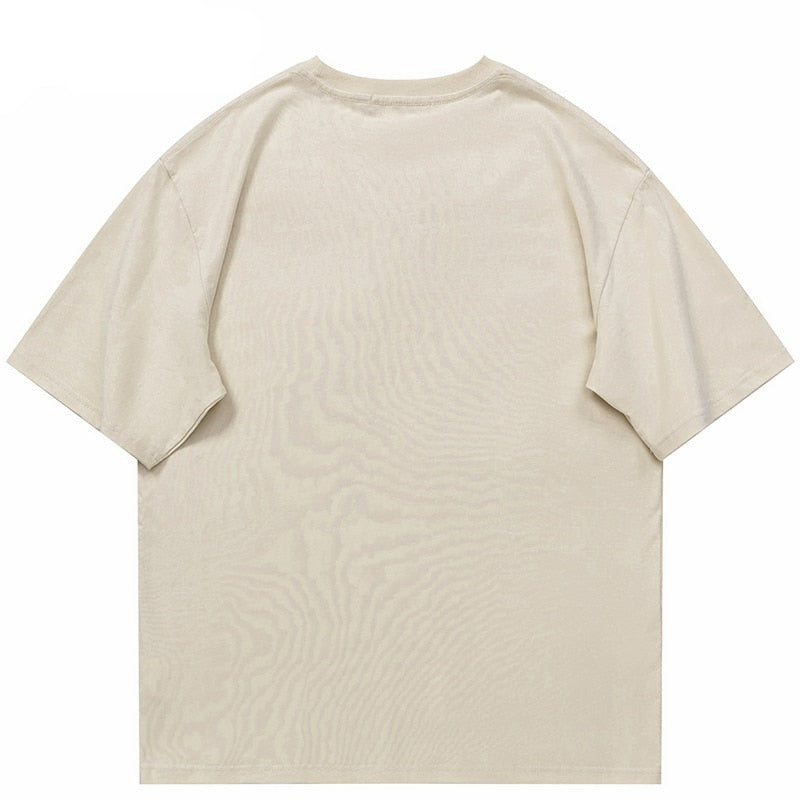 Beige Sake and Sushi Graphic Relaxed Fit T-Shirt