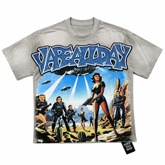Vareallday Movie‑Graphic Washed‑Grey Short‑Sleeve T‑Shirt
