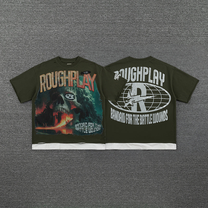 Roughplay Vintage Warrior Graphic Double‑Sided Print Short Sleeve T‑Shirt