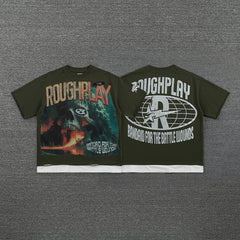 Roughplay Vintage Warrior Graphic Double‑Sided Print Short Sleeve T‑Shirt