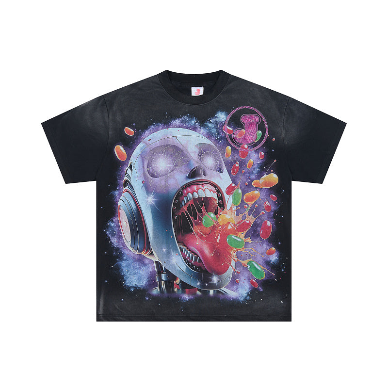 Jellybean Skull Candy Galaxy Graphic T‑Shirt