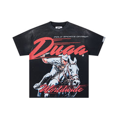 DUAA Cowboy Graphic Black Short‑Sleeve T‑Shirt