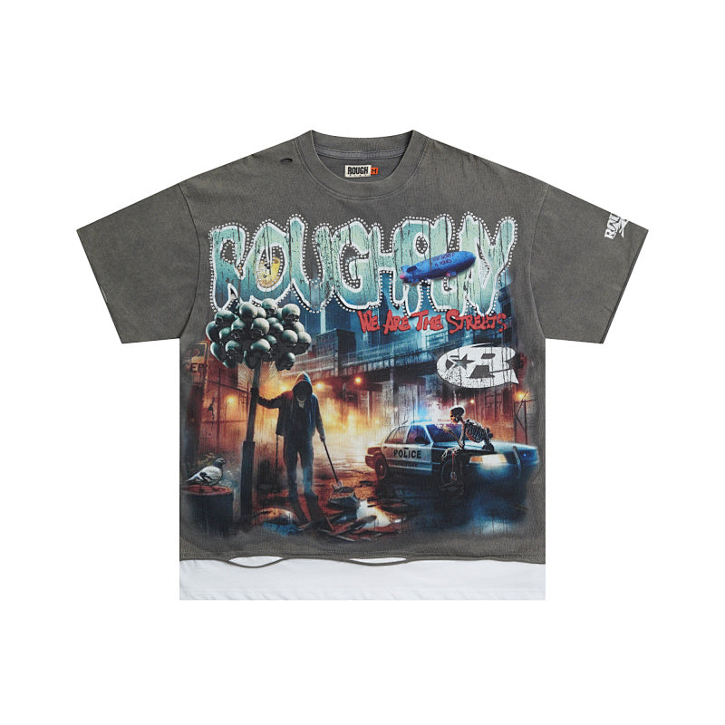 Roughplay Urban Skull Graphic Short Sleeve T‑Shirt