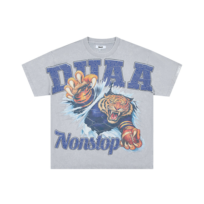 DUAA Tiger Graphic Grey T‑Shirt