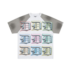 DUAA Multicolor 3D Letter White Short‑Sleeve T‑Shirt