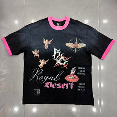 ROYAL DESERT Pink Trim Butterfly Vintage T‑Shirt
