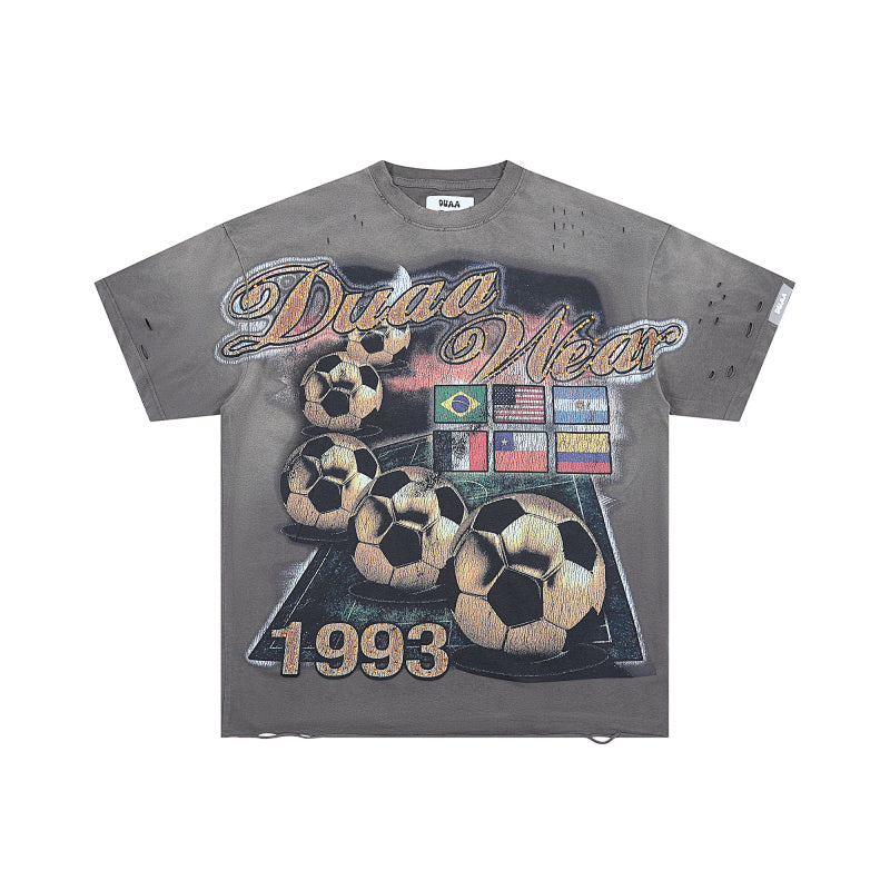 DUAA 1993 Distressed Dark‑Grey Short‑Sleeve T‑Shirt