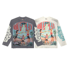Roughplay Vintage Graphic Raglan Long Sleeve T‑Shirt