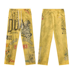 DUAA Yellow Vintage Printed Street Sweatpants