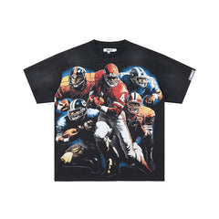DUAA Football Player Graphic Black Short‑Sleeve T‑Shirt