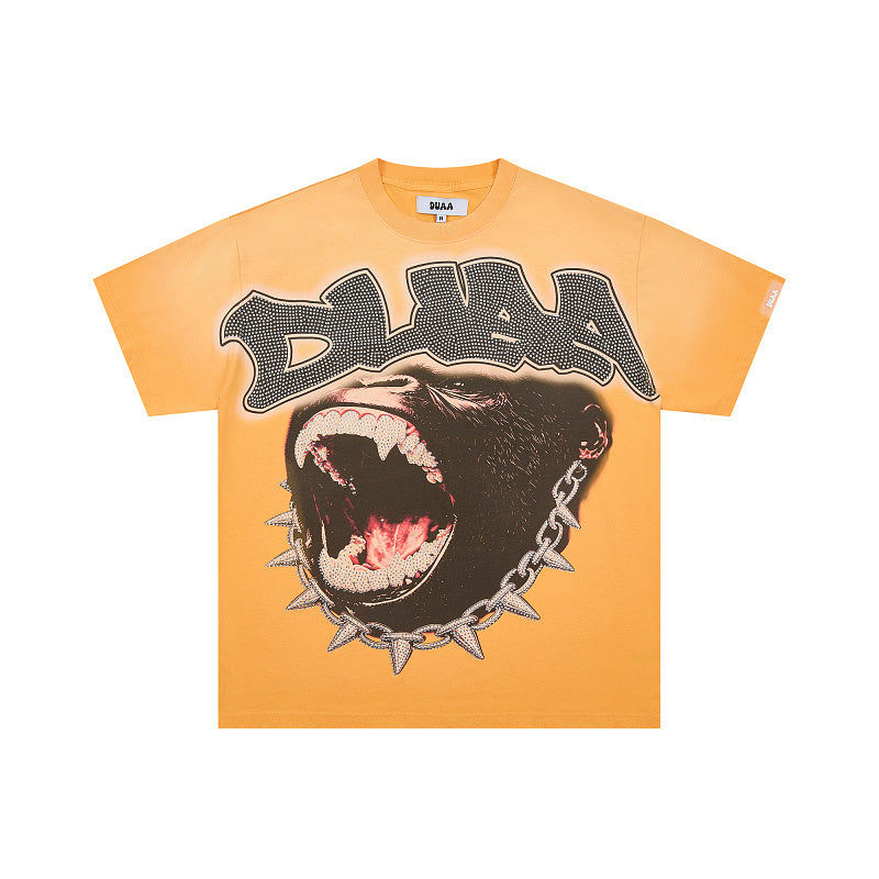 DUAA Yellow Panther Graphic Short‑Sleeve T‑Shirt