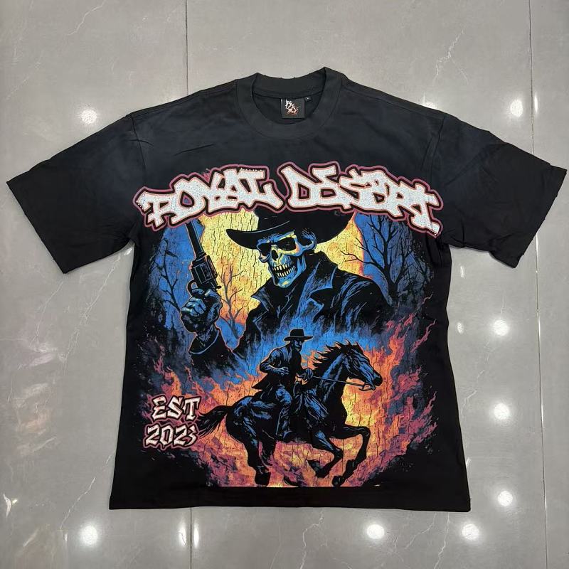 ROYAL DESERT Cowboy Rider Vintage Black T‑Shirt
