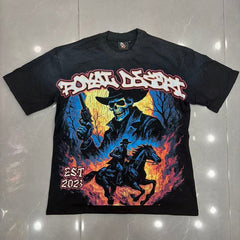 ROYAL DESERT Cowboy Rider Vintage Black T‑Shirt