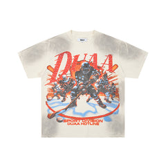 DUAA Vintage‑Wash Graphic Off‑White Short‑Sleeve T‑Shirt