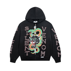 DUAA Colorful Tiger Snake Graphic Zip‑Up Hoodie