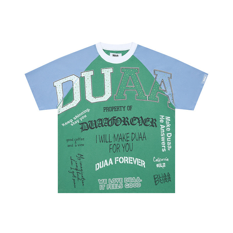 DUAA Green‑Blue Raglan Short‑Sleeve T‑Shirt