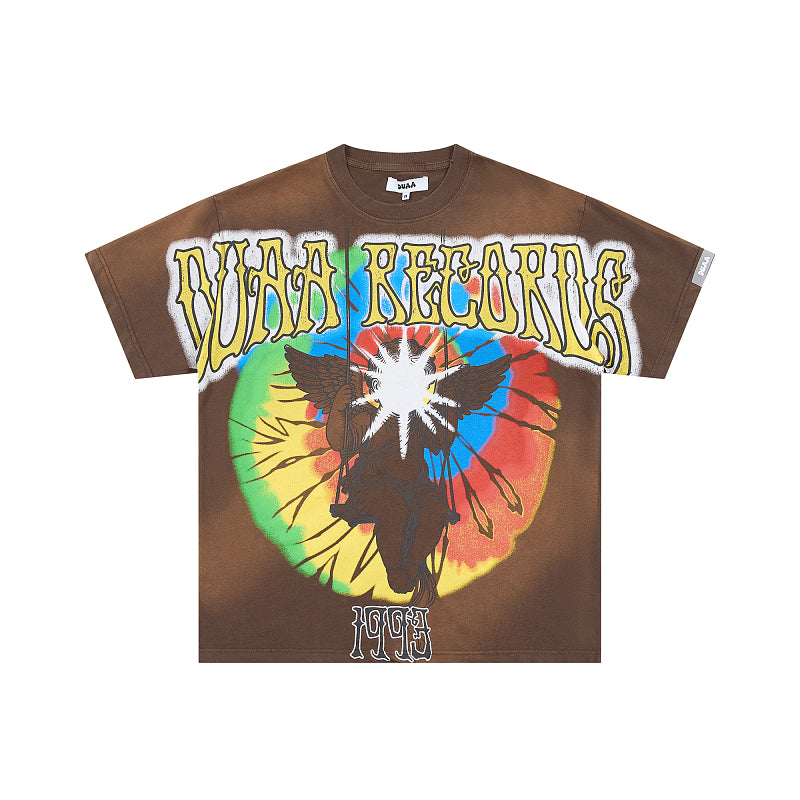 DUAA Tie‑Dye Graphic Brown T‑Shirt