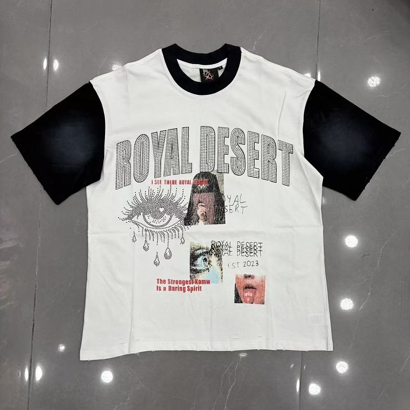 ROYAL DESERT Contrast‑Sleeve Portrait T‑Shirt