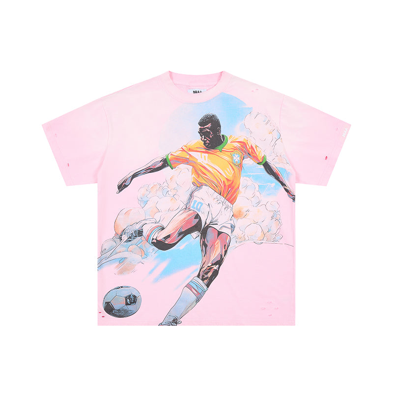 DUAA Soccer Player Graphic Pink T‑Shirt