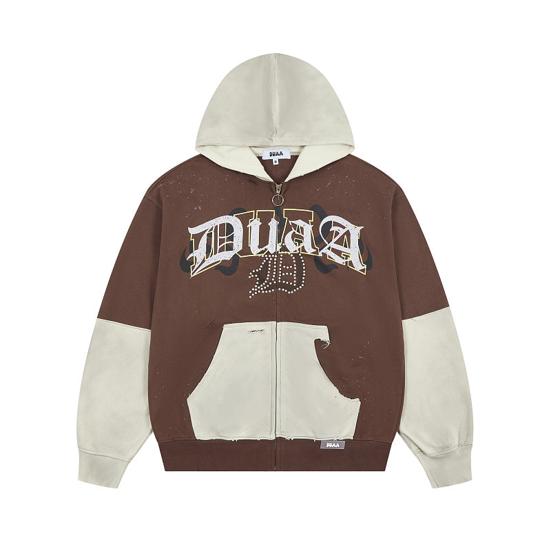 DUAA Two‑Tone D‑Logo Pullover Hoodie