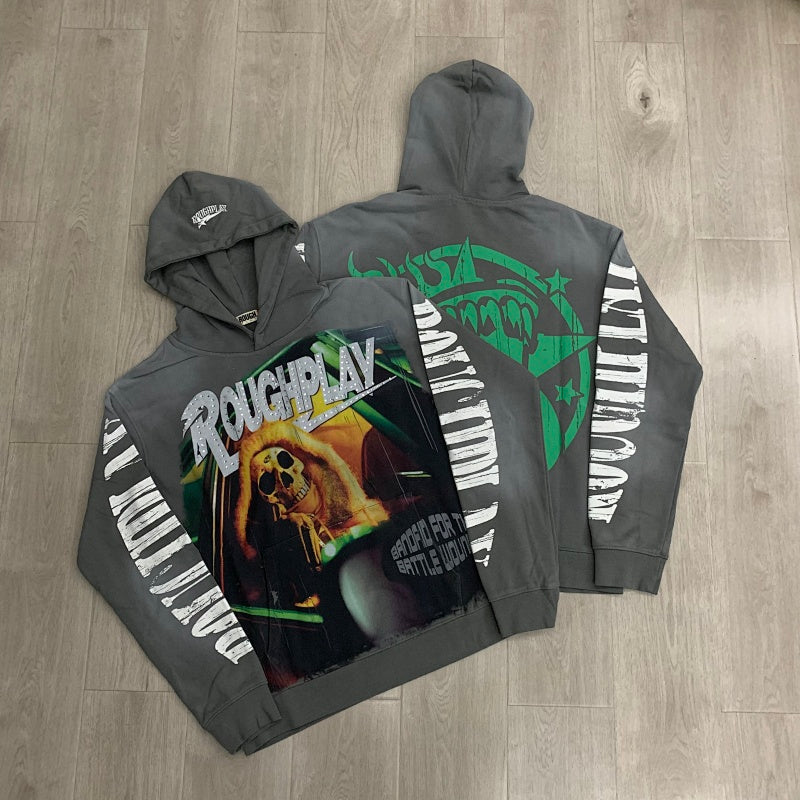 Roughplay Green Skull Graphic Hoodie