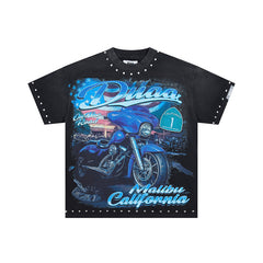 DUAA Motorcycle Graphic Black T‑Shirt