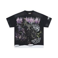 Roughplay Floral Skull Graphic Short‑Sleeve T‑Shirt